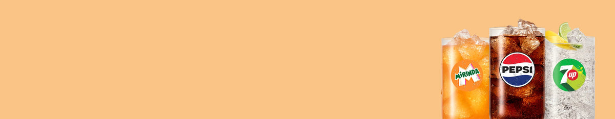 Lipton, Pepsi and 7UP drinks made with Sodastream flavours on a peach background