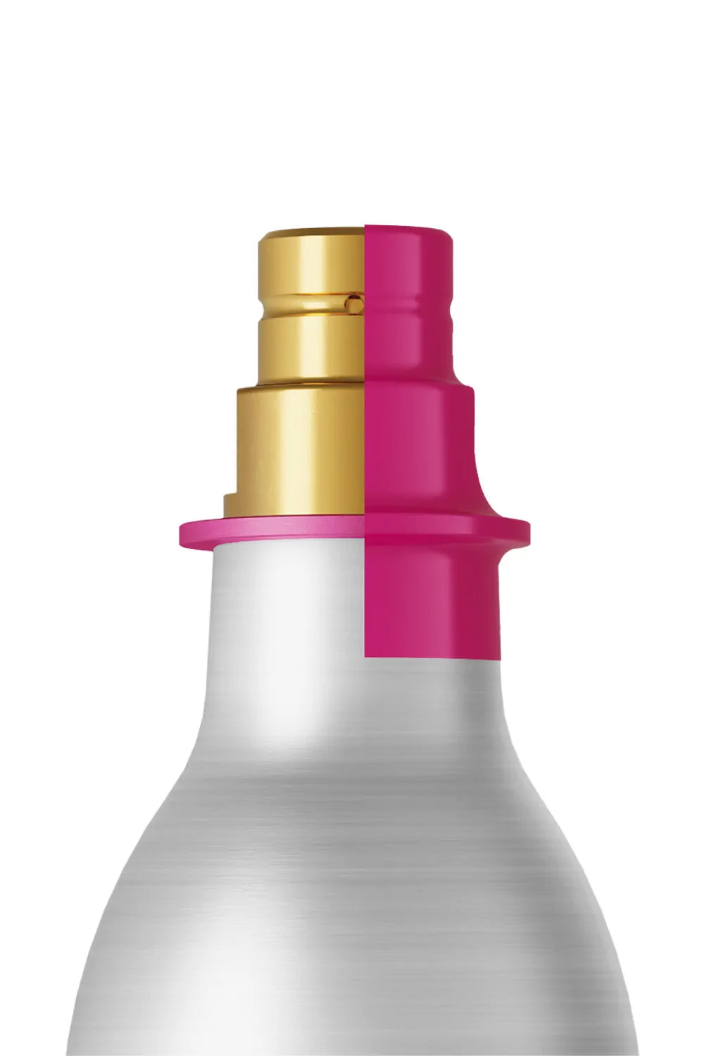 Close-up of the Quick Connect valve on the Sodastream pink CO2 cylinder