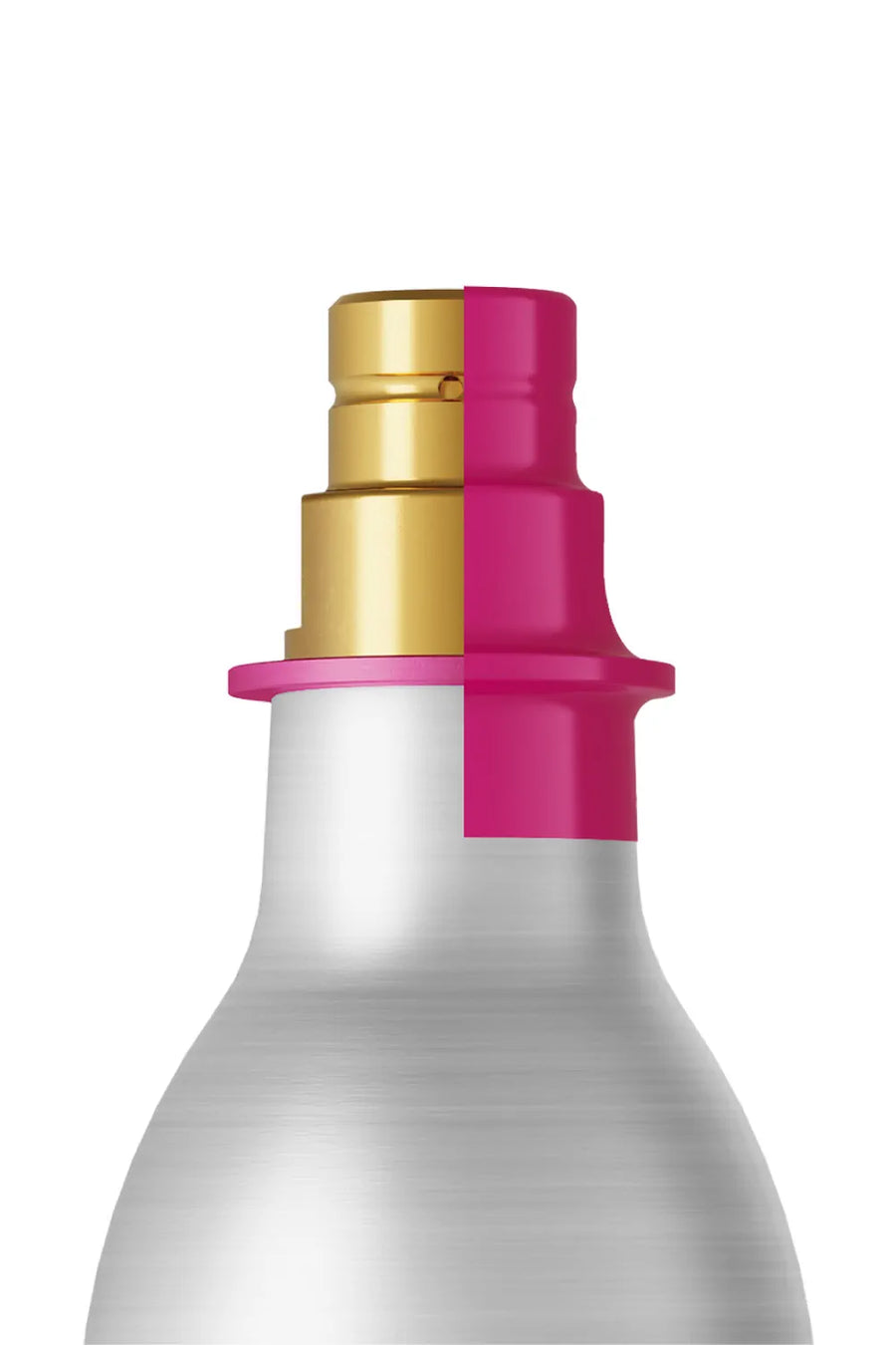Close-up of the Quick Connect valve on the Sodastream pink CO2 cylinder